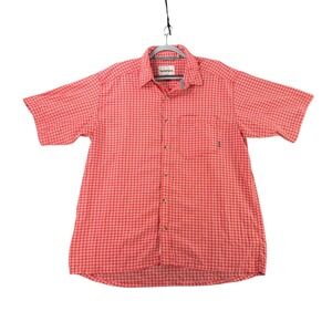 Simms Fishing Shirt Mens XL Red Plaid Short Sleeve Nylon Blend Performance 10676